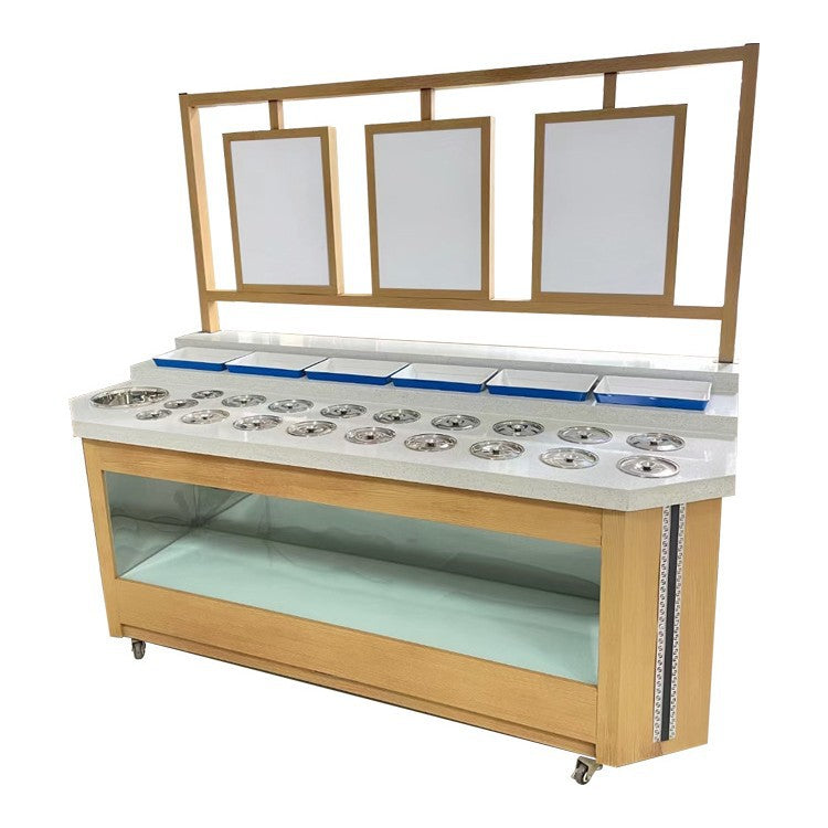 Commercial hot pot restaurant seasoning table, barbecue restaurant dipping table, haidilao disinfection and refrigeration small material table, fruit cold dish table