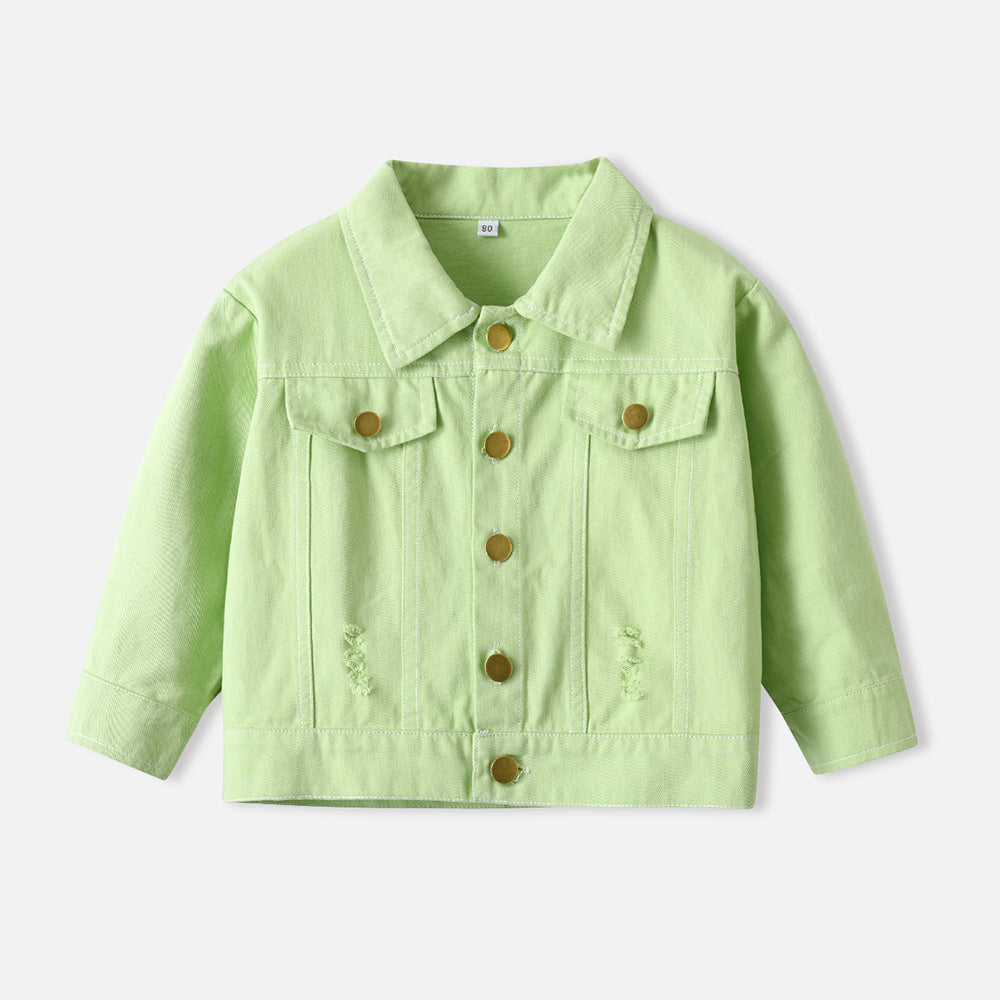 Korean style children's denim jacket, stylish spring new arrivals for boys and girls: cotton casual tops and jackets