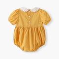 Baby clothing a-grade summer  new short-sleeve romper with shirring, newborn bodysuit, solid color baby outfit