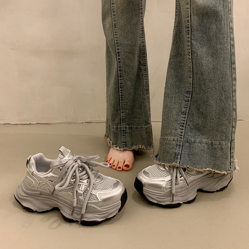 Fleece-linedplatform shoesthick soledad shoes women's 2025fall and winternew arrivalpetitesheight increasing shoeseasiest for matchcasualsneakers