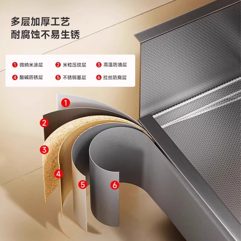 Double slag collection sink large single slot high quality stainless steel kitchen sink thickenedfor home dishwashing sink vegetable sink