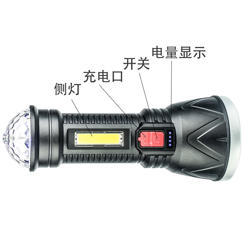 Cross-border strong light flashlight  popular USB charging outdoor camping emergency multi-functional home lighting
