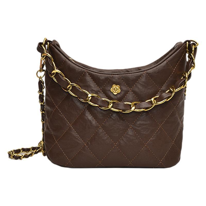 Rhombus chain bag women's 2023 new trendy fashion retro underarm bag niche texture shoulder bag crossbody bag