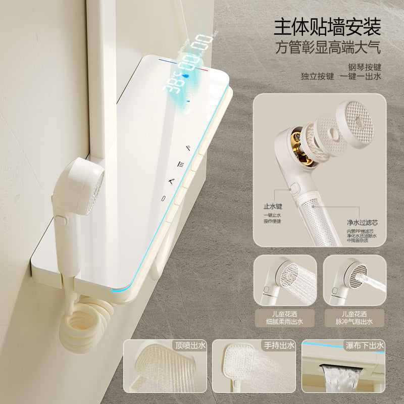shower set, all-copper shower set, for home multi-functional abrasion resistant thermostatic booster shower