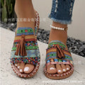 foreign trade plus size flat slippers for women,  summer new arrival, european and american style tassel beach sandals, size 43,