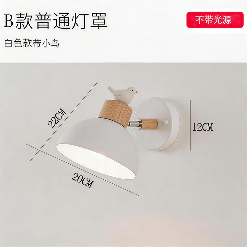 Nordic log style rotatable wall lamp white tapered soft light b&b guest room bedroom staircase casual bedside