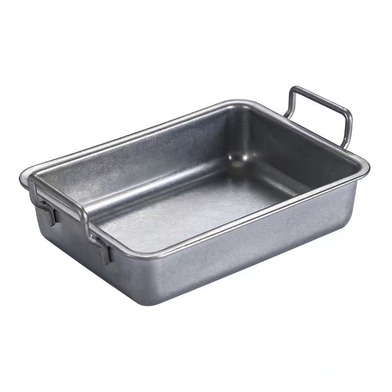 304 retro korean style high square plate creative snack plate fried chicken french fries dessert box old outdoor tray snack plate