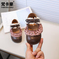 Vancahao kids' lace-up leather shoes,  autumn new collection, korean style girls' fashion soft sole bow princess shoes