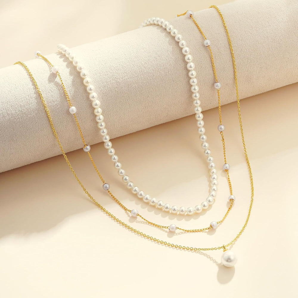 Amazon summer new arrival bestseller copper multi-layer pearl pendant necklace women's necklace daily versatile birthday gift