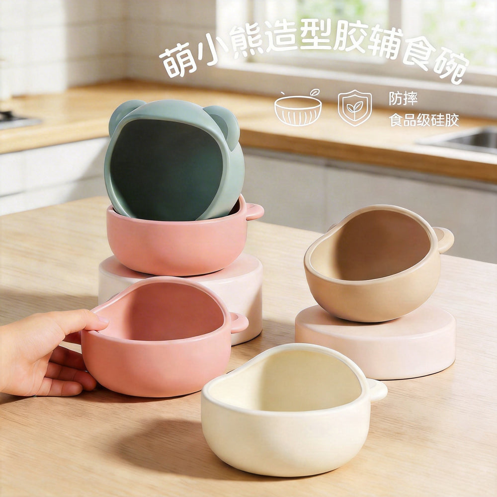All-in-one baby food bowl with spoon - non-slip feeding bowl with suction cup - silicone bowl for baby and toddler food