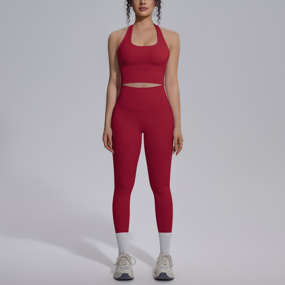 new arrival nude tight yoga wear sports beautiful back high waist hip lifting pants suit quick-drying running fitness wear
