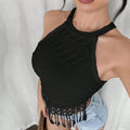 Aliexpress women's foreign trade bohemian tassel tank top - new summer short sleeveless slim fit top
