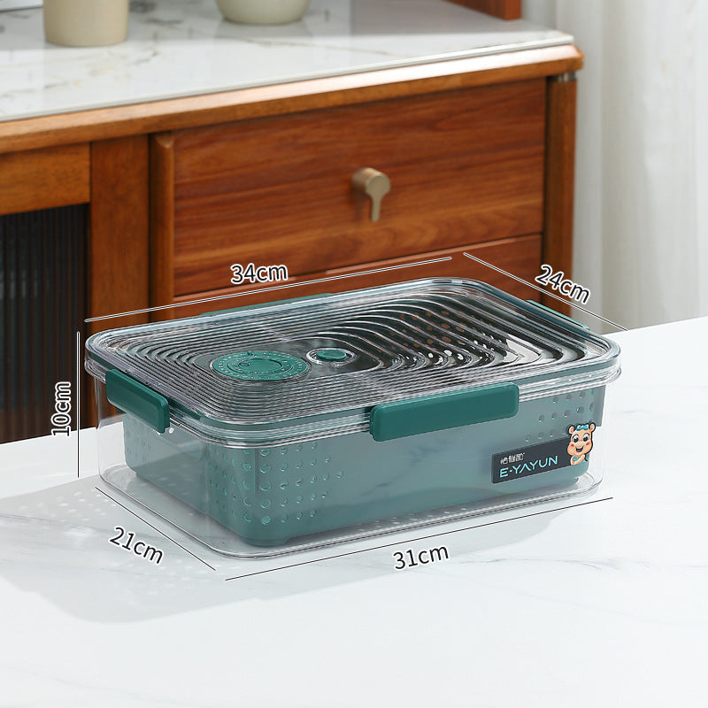 Refrigerator storage box double layer drain basket crisper pet plastic transparent thickened fruit vegetable freezer storage box