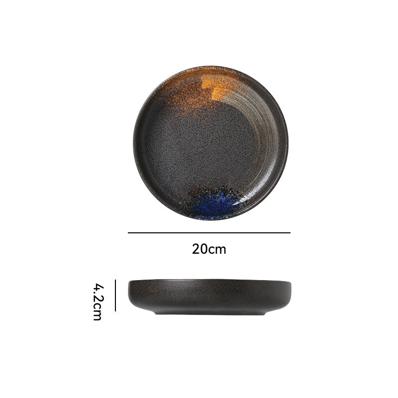 Japanese retro creative restaurant hotel rimmed ceramic western dinner plate deep plate steak plate classic stylish serving plate