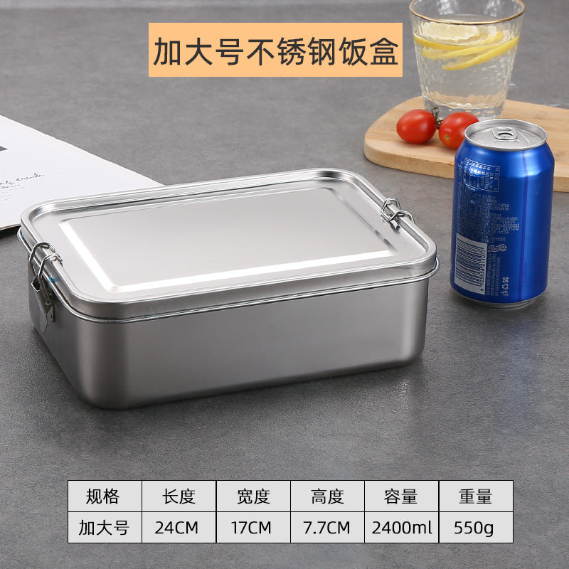 304 stainless steel Japanese fresh-keeping box with bamboo cover storage refrigerator storage rectangular wooden cover lunch box stainless steel box