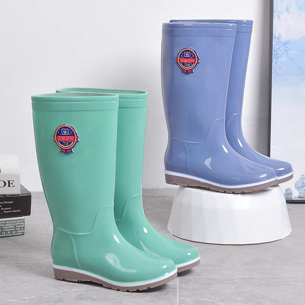 Men's rain boots short rubber shoes waterproof kitchen non-slip and wear-resistant fashion water boots high rain shoes women's medium rain boots water shoes