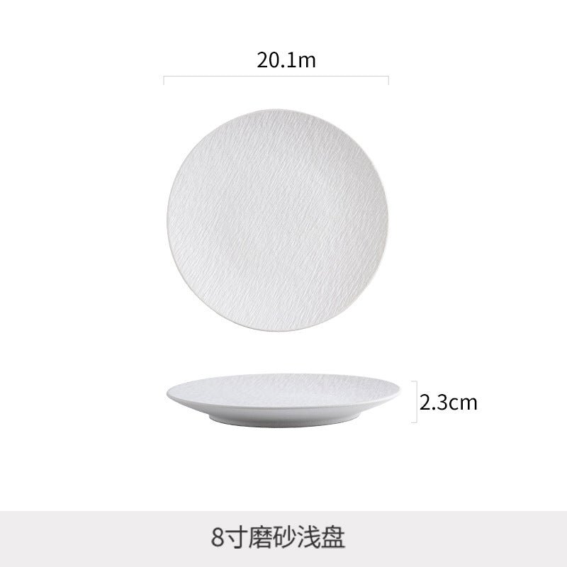 Nordic texture new hotel round plate retroclassy ceramic steak plate pasta plate for home vegetable plate