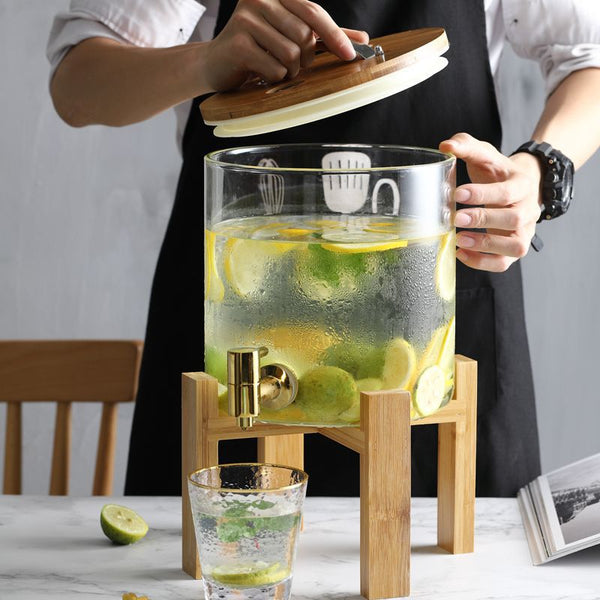 Cold kettle glass sparkling wine bottle bartending barrel beer beverage bucket with faucet fruit tea bucket can juice bucket container