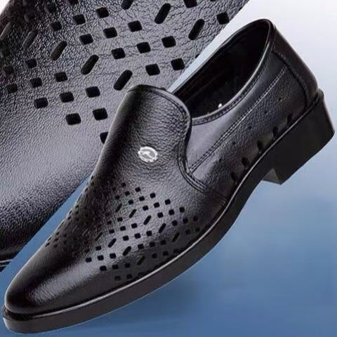 New arrival business hole cool leather shoes men's casual wedding groom british sandals summer breathable youth pointed toe men's shoes