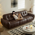 Italian accessible luxury olympia longjiang sofa brown first layer cowhide sofa large flat floor living room genuine leather sofa