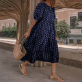 retrodress sundress puff sleeves polka dot printing summer casual plus size women's suit