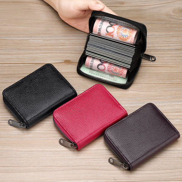 Anti-degaussing card bag, male zipper, multi-card position, bank ID card holder, women's large-capacity driver's license, ultra-thin card holder, wallet.