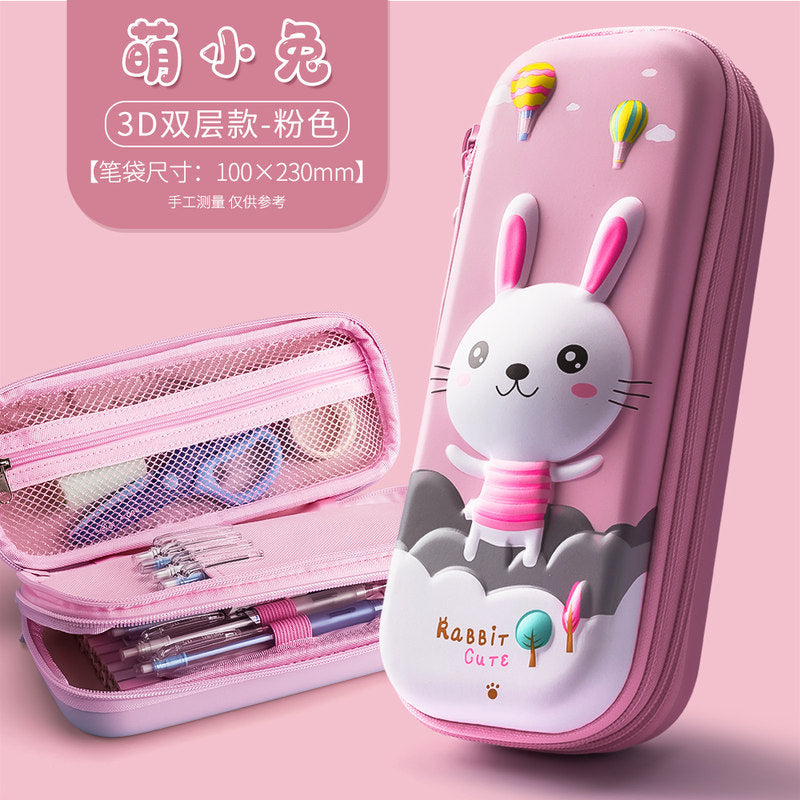 Factory direct sales 3D decompression Korean version creative multi-function large-capacity pencil case kindergarten cartoon cute pet stationery box