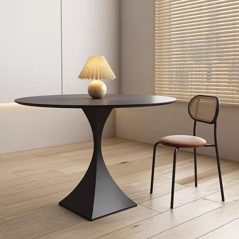 Cream wind rock board dining table and chairs simple small apartment family round table restaurant modern casual solid color Internet celebrity round table