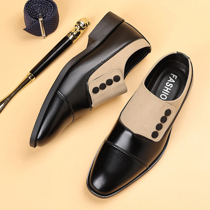 Plus size leather shoes for men, korean style, youth, breathable, pointed toe, trendy men's shoes, business british style, men's wedding casual leather shoes