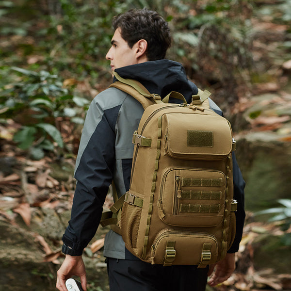 Cross-border style manufacturer Junfan outdoor camouflage double backpack tactical backpack large capacity mountaineering multi-functional sports