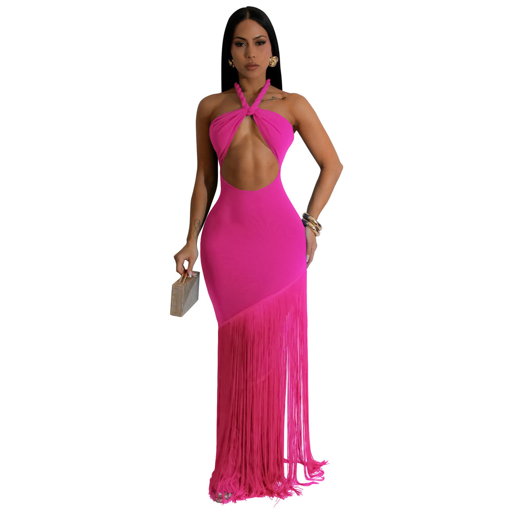 Hot-selling  fashion: european and american summer dresses - tassel trim, bandage strapless dress, new arrival