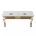 Widened 45cm marble nail table and chair set - special offer! economical single/double, light luxury, multi-functional, odorless, carbon steel with baked enamel finish