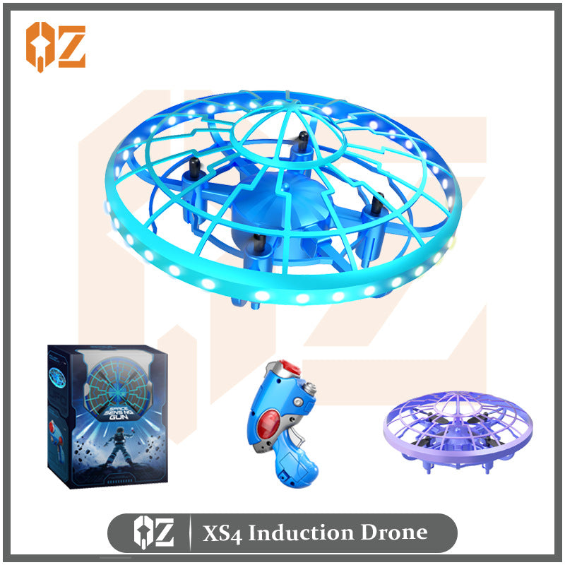 xs4 drone shooting sensing mini flying disc hovering rotating intelligent obstacle avoidance interactive toy aircraft