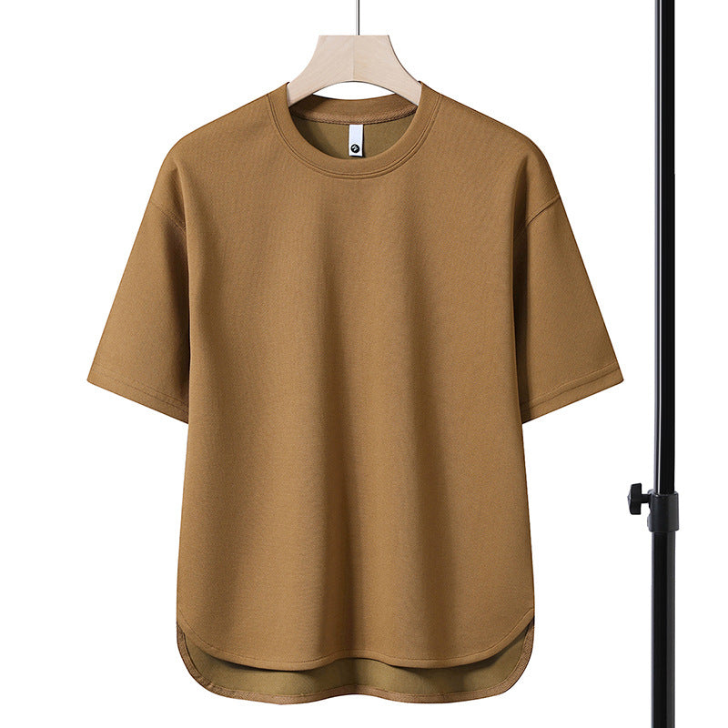 summer boys' short-sleeve set: versatile solid color sports t-shirt & quick-dry, breathable shorts (5-pocket)