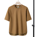 summer boys' short-sleeve set: versatile solid color sports t-shirt & quick-dry, breathable shorts (5-pocket)