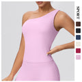New cloud-feel asymmetrical shoulder yoga tank top - quick-dry, slimming, shaping sports bra for running and fitness