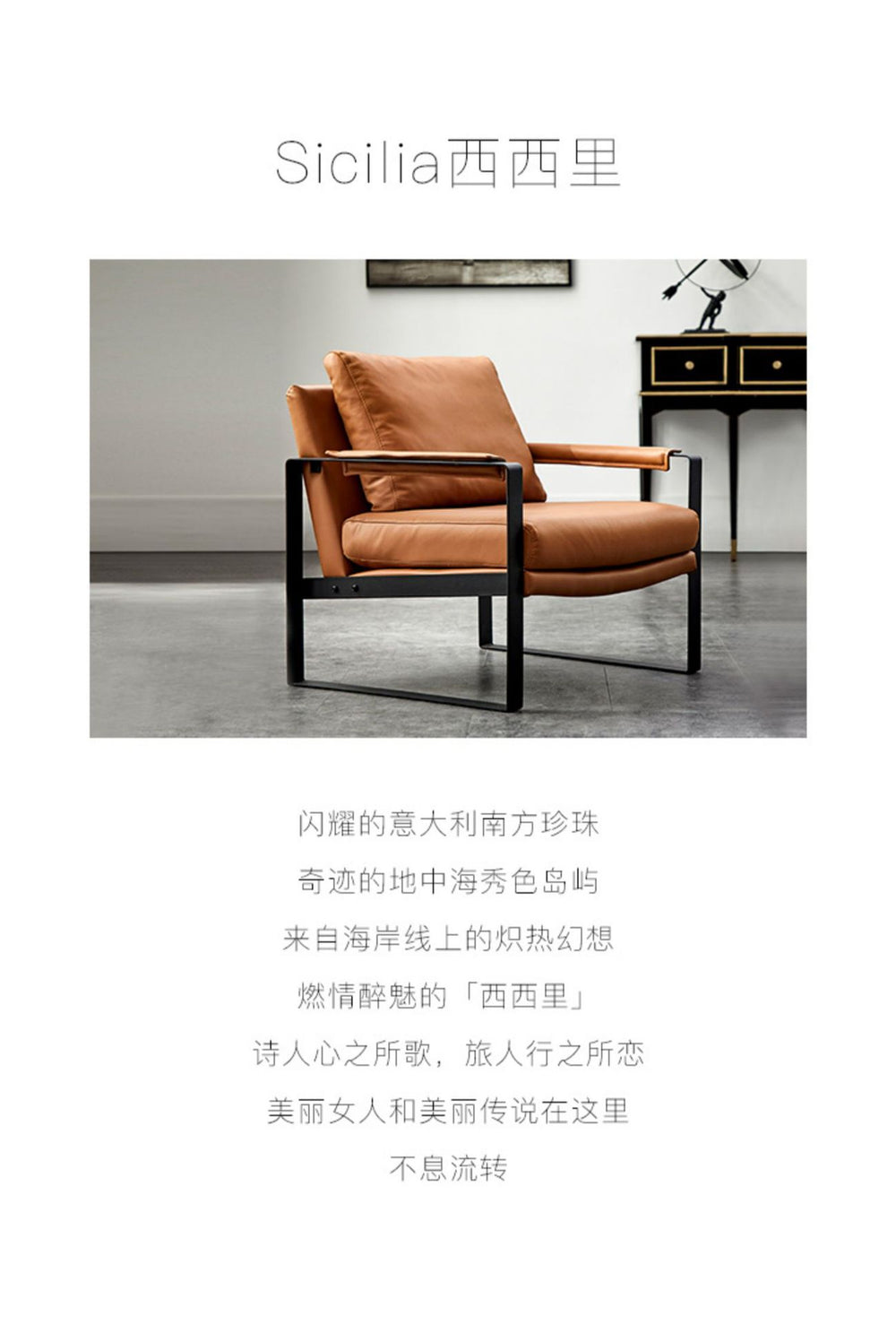 Italian industrial style loft leather sofa chair retro scandinavian back balcony bedroom tiger chair