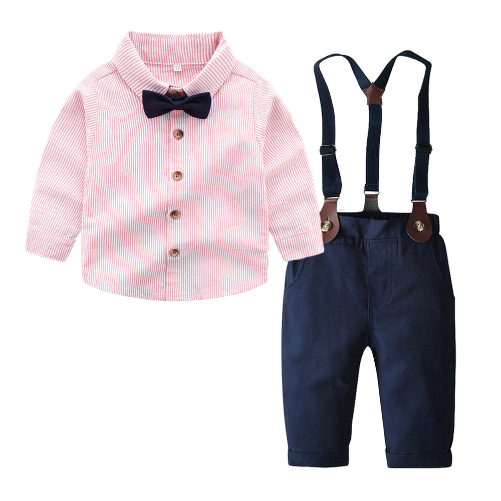 Exportautum boys gentleman k-stylesuit cotton shirtkidsshirt bow tie long sleeves clothes korean style boy