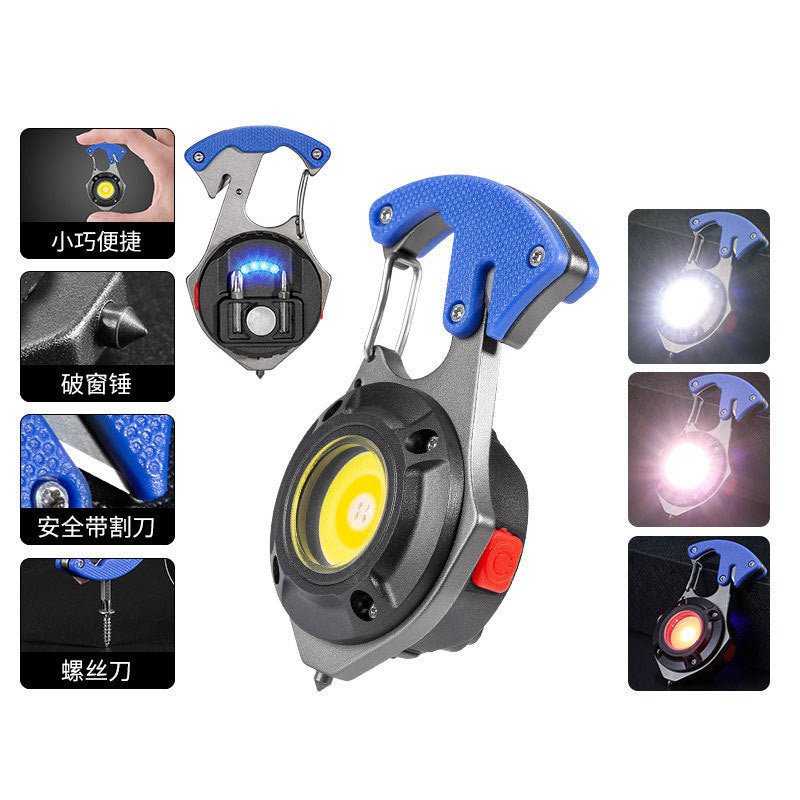 Cross-border multifunctional mini keychain light Portable strong light and strong magnetic outdoor keychain work light Rechargeable flashlight