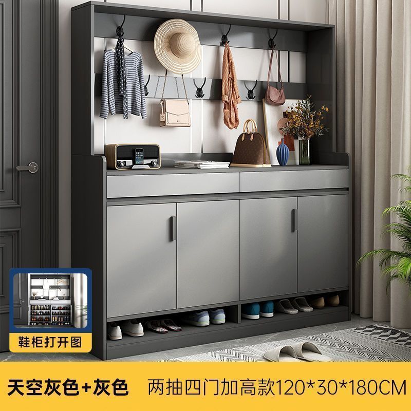 Shoe cabinet door for home storage cabinet entrance counter cabinet entrance large capacity storage cabinet shoe rack with high clothes hanger