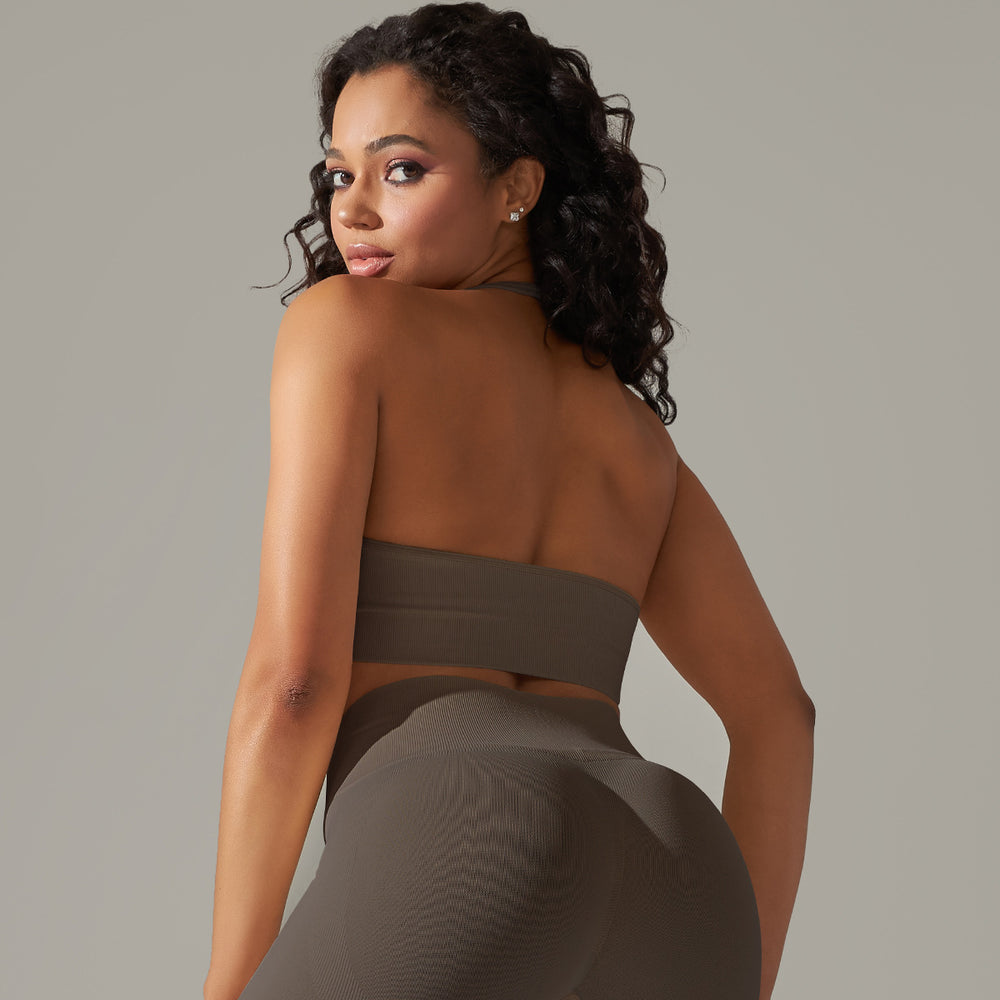 New arrival cross-border fashionpure color beautiful back high elastic yoga clothes four-piece set running sports bra fitness yoga pants for women