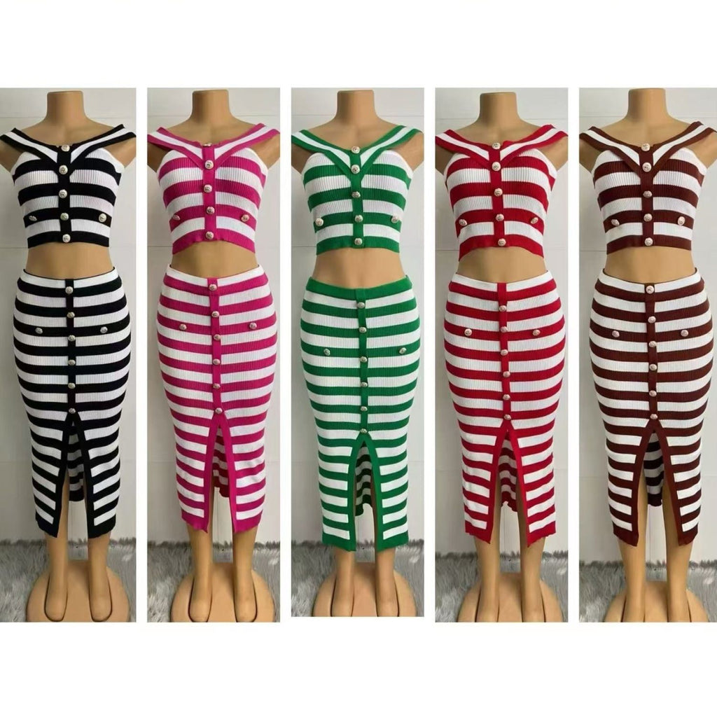 Spot 2025 summer new European and American celebrities fashion knitted sleeveless vest suspender dress quality