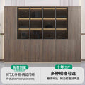 6-door filing cabinet - double-door cabinet (with light strip) walnut wood veneer + technology gray