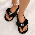Furry slippers women's outwear furry slippers women's 2024new arrival butterfly stuffedflatswinter european goods fall and winter flip flops