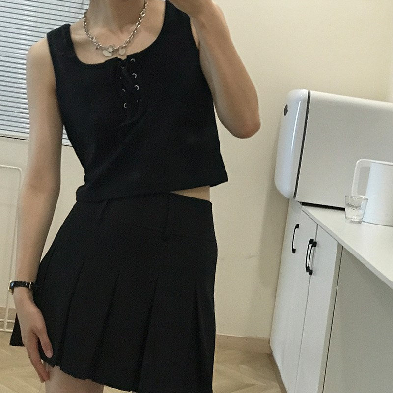 hong kong style japanese sleeveless tank top - women's summer design, unique outerwear, trendy ins style, short cami