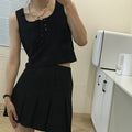 hong kong style japanese sleeveless tank top - women's summer design, unique outerwear, trendy ins style, short cami