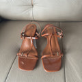 Spanish one-strap buckle 2025 spring new arrival black fashion european and american casual high heel open toe sandals women's shoes square toe