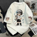 Pure cotton american style cute boy white gray short-sleeved t-shirt women's summersense of designniche style half-sleeved trendy brand topstrendy