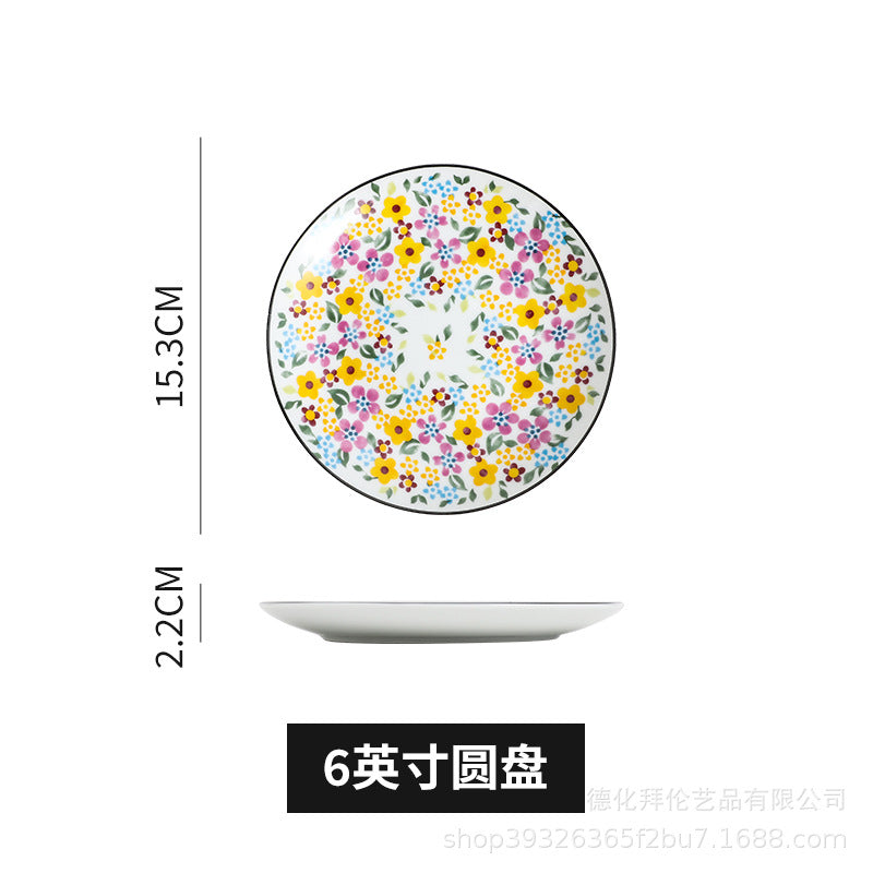 Wholesale nordic creative ceramic dessert plate round multi-tiered skewer plate fruit plate household personalized decal plate