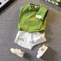 Boys' summer sleeveless outfit, kids' stylish summer clothes,  new trendy vest two-piece set